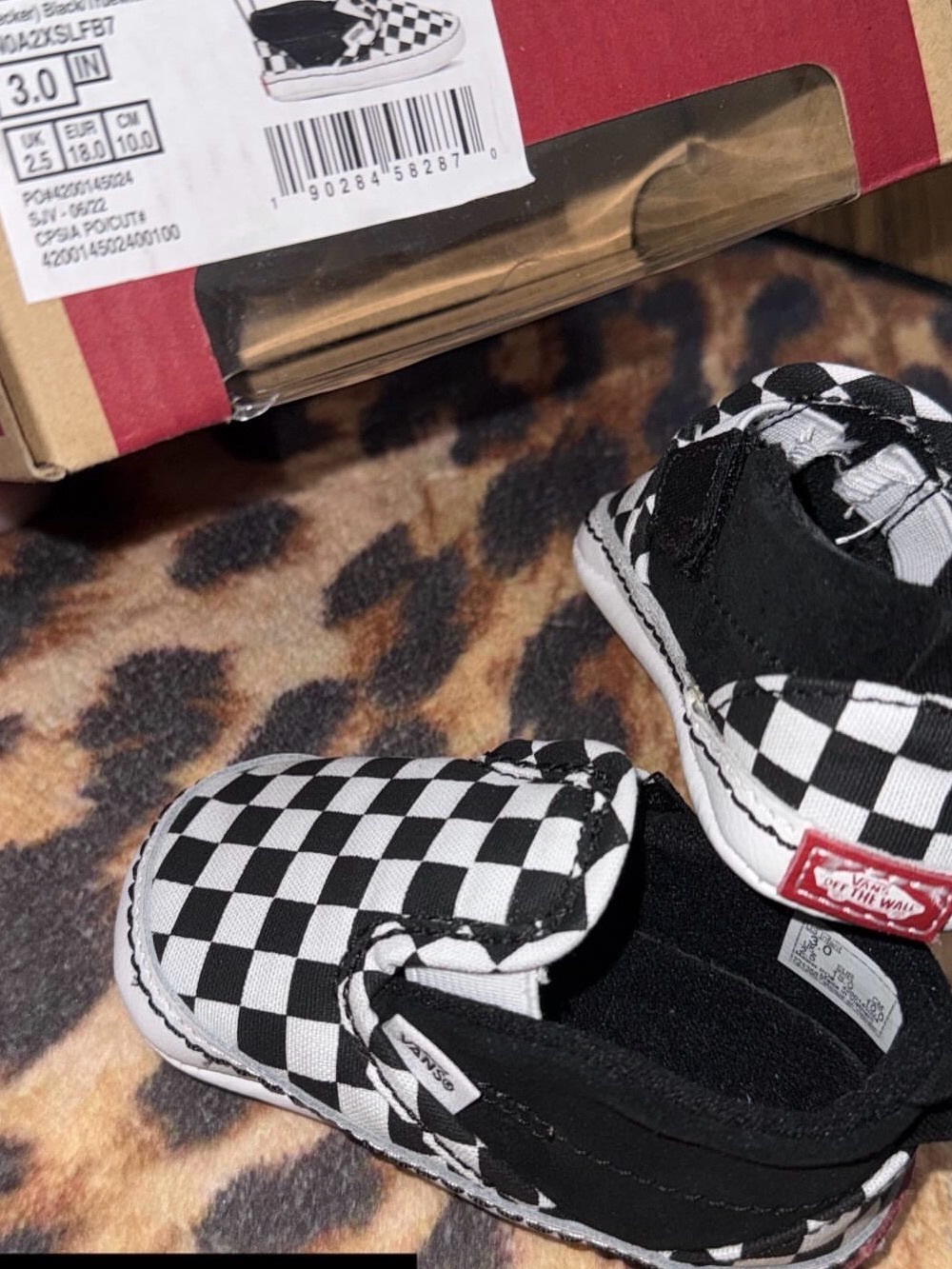 Vans Kids Checkerboard Slip-On Shoes - Black & White